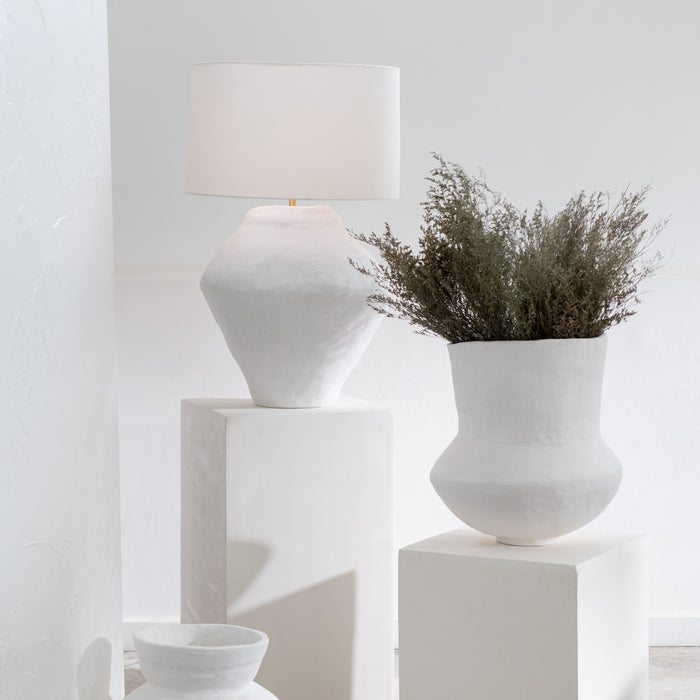 J-Line bloempot Archaic - papier maché - wit - Ø 40 cm