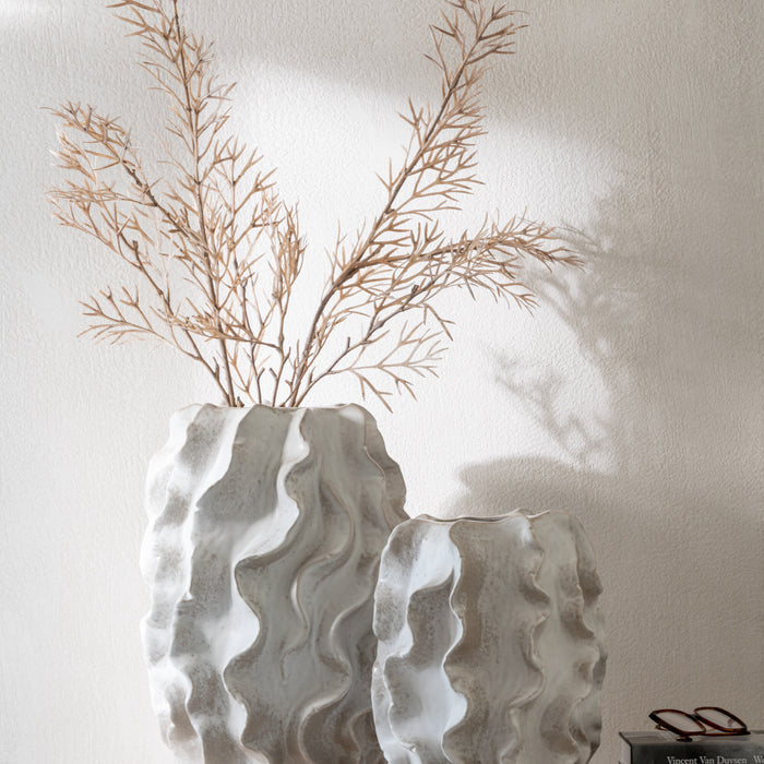 J-Line vaas Abstract Golven - klei - beige - large - 48 cm h