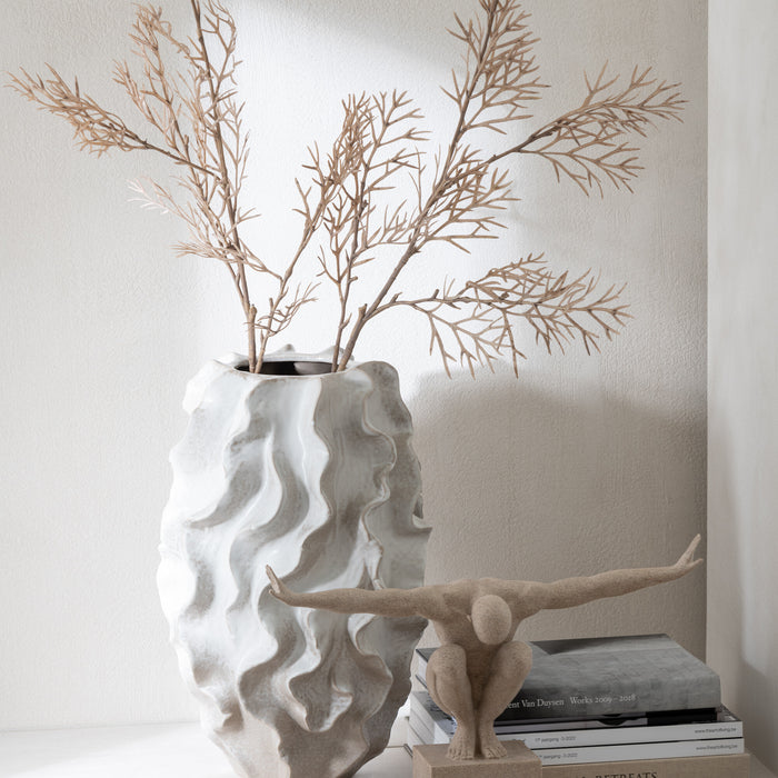 J-Line vaas Abstract Golven - klei - beige - large - 48 cm h