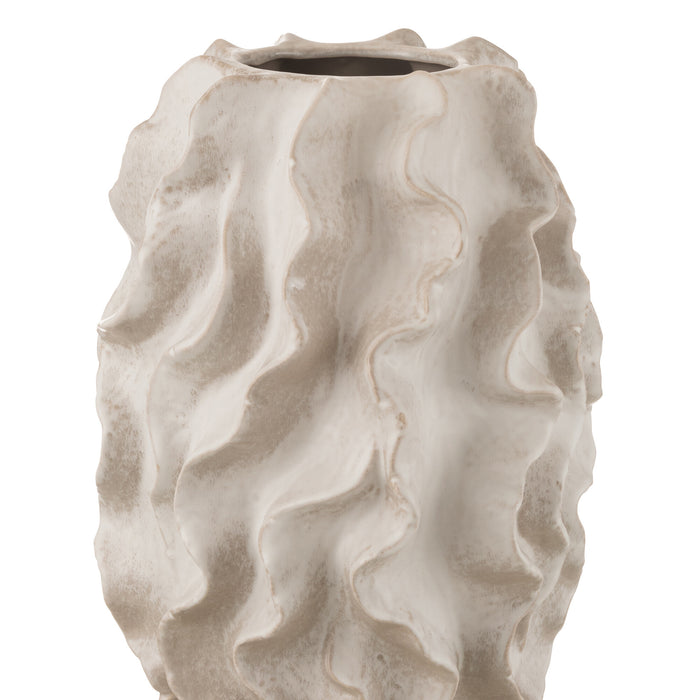 J-Line vaas Abstract Golven - klei - beige - large - 48 cm h