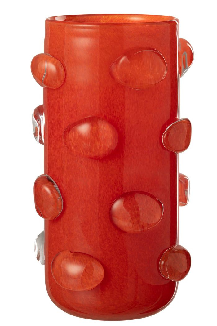 J-Line vaas Aruna - glas - rood - large - 32.5 cm hoog