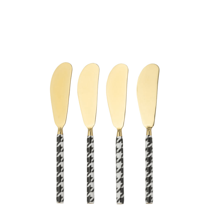 J-Line bestek Pied-De-Poule - roestvrij staal - goud - doos