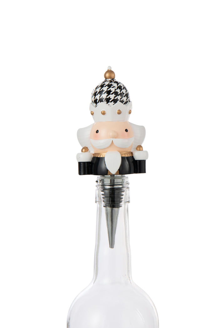 J-Line wijnstopper Pied-De-Poule - polyresin - zwart|wit - d