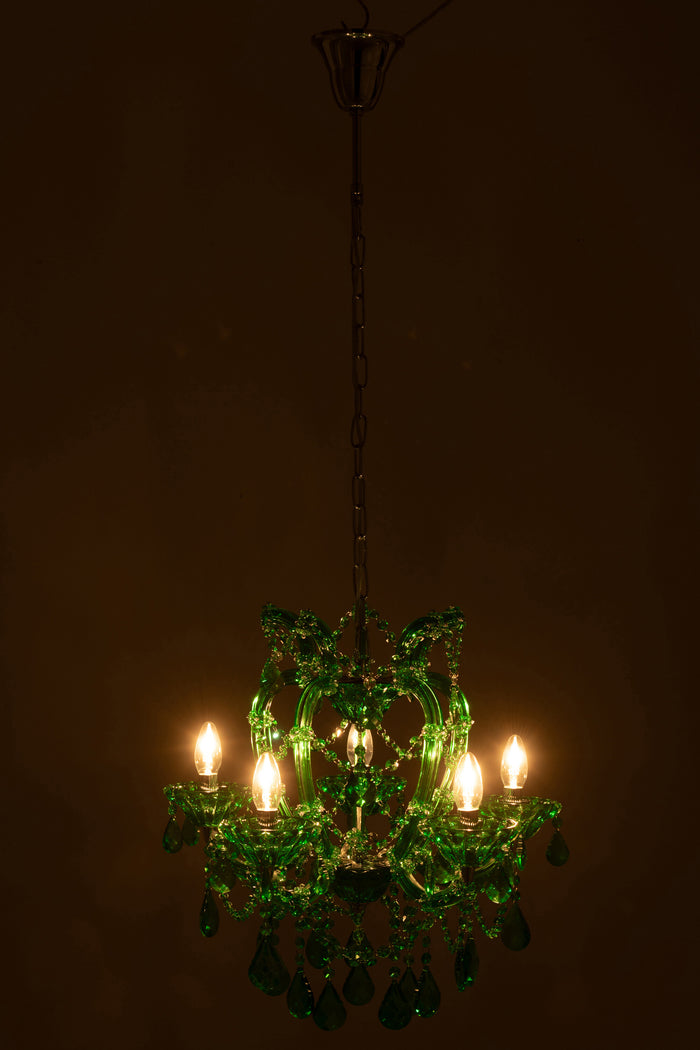J-Line hanglamp Kand Antiek - glas - groen