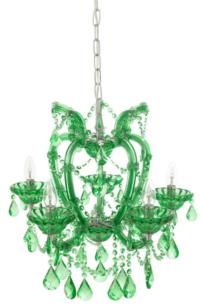J-Line hanglamp Kand Antiek - glas - groen