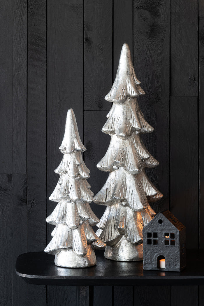J-Line decoratie Kerstboom - magnesium - zilver - large