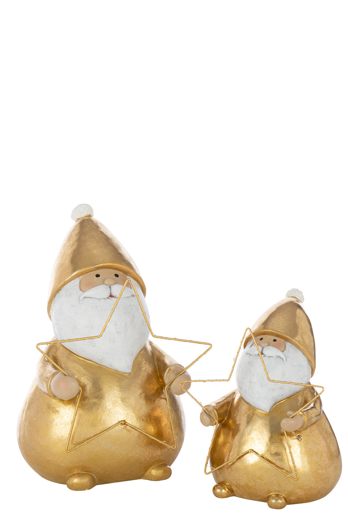 J-Line figuur Kerstman Bril - polyresin - goud - large