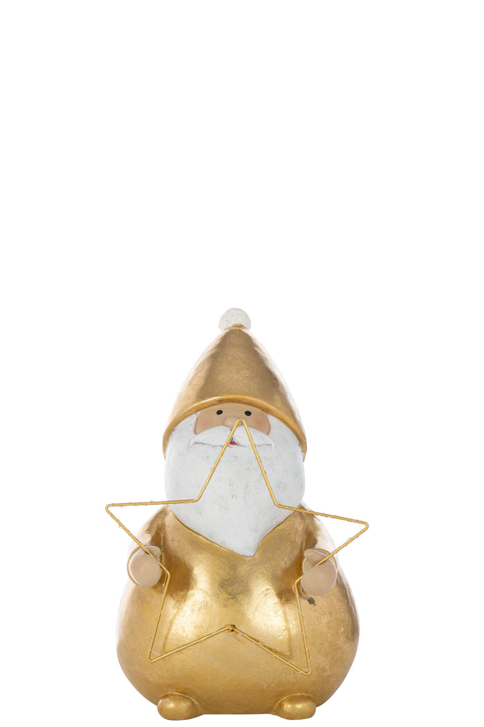 J-Line figuur Kerstman Bril - polyresin - goud - large