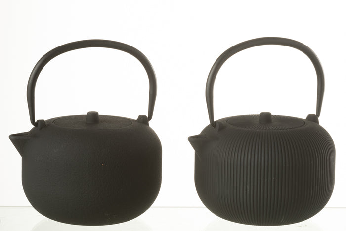 J-Line theepot - metaal - zwart - 2 stuks