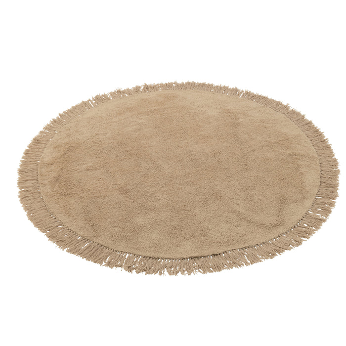 J-Line tapijt Rond + Franjes - katoen - beige