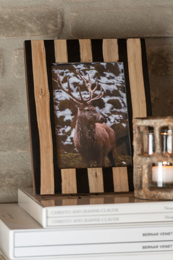 J-Line fotolijst - hout - zwart|goud - large