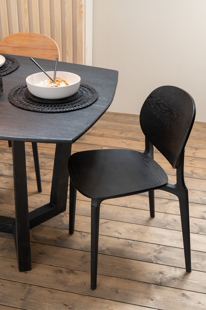 J-Line stoel Basic - kusntstof - zwart - 2 stuks