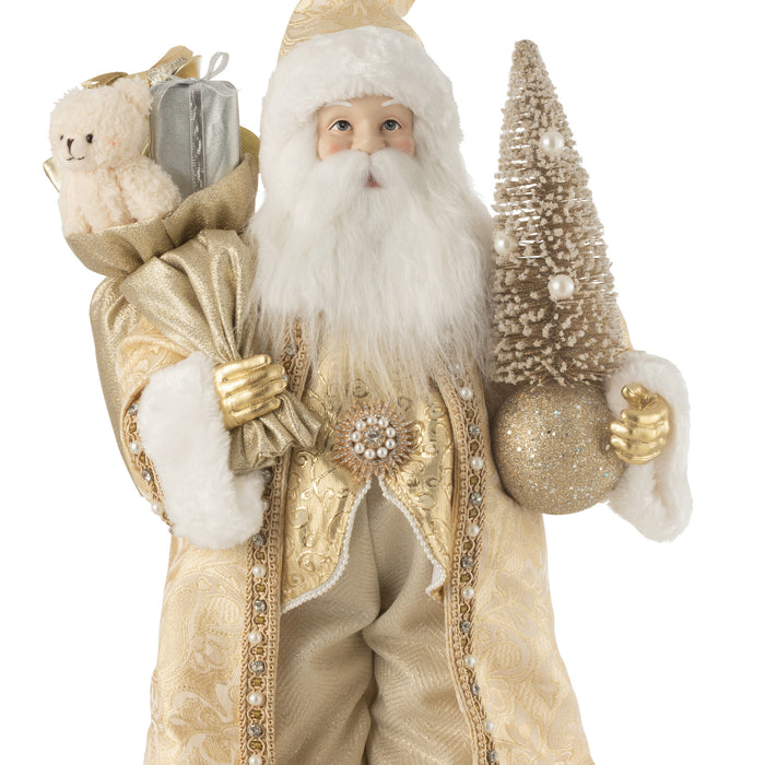 J-Line figuur Kerstman - polyresin|textiel - goud