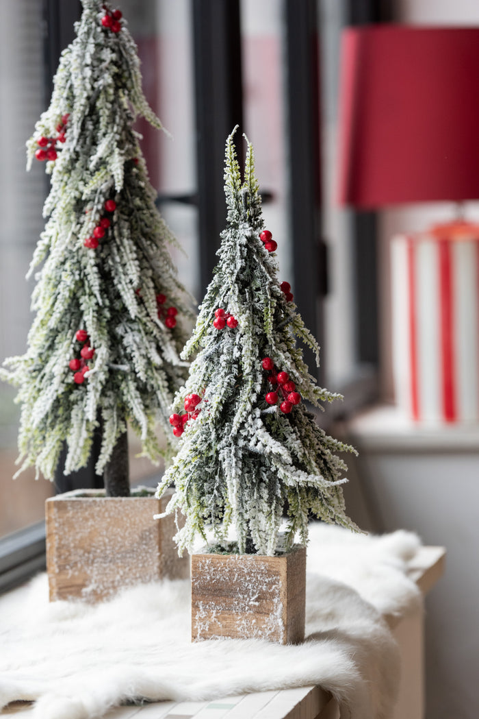 J-Line decoratie kerstboom Sneeuw - kunststof - groen|rood -