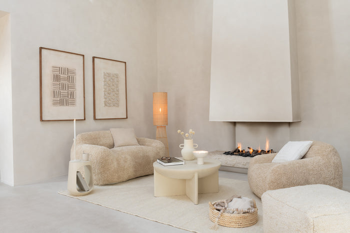 J-Line wanddecoratie John - dennenhout|canvas - wit