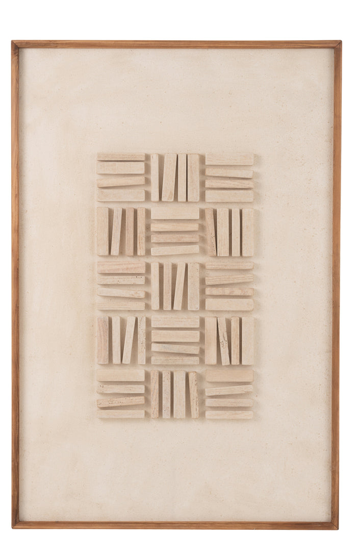 J-Line wanddecoratie John - dennenhout|canvas - wit