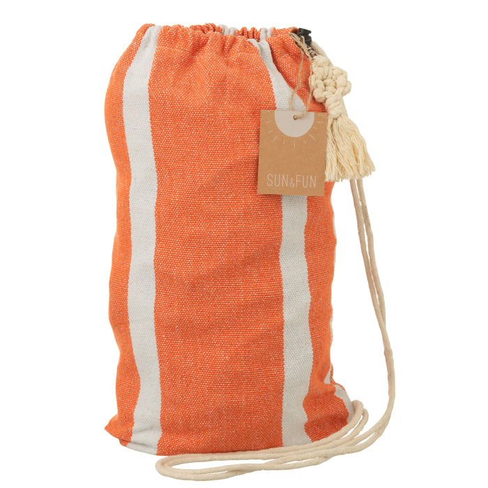 J-Line hangmat Strepen - katoen|polyester - oranje|wit