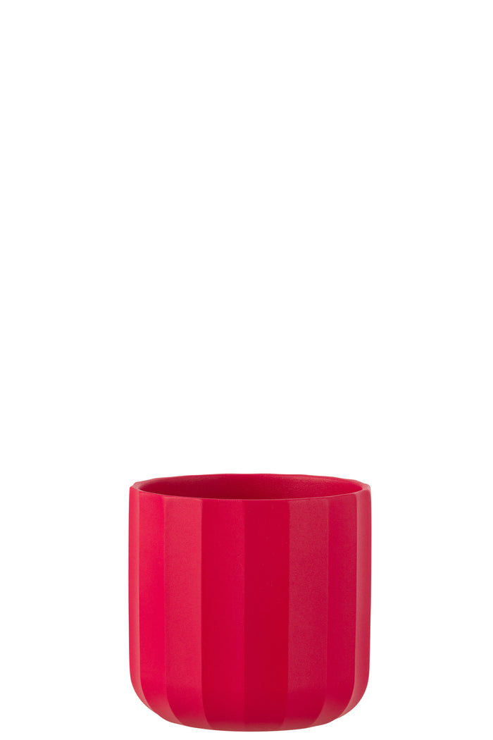 J-Line bloempot Summer - keramiek - roze - medium - 2 stuks - Ø 15 cm