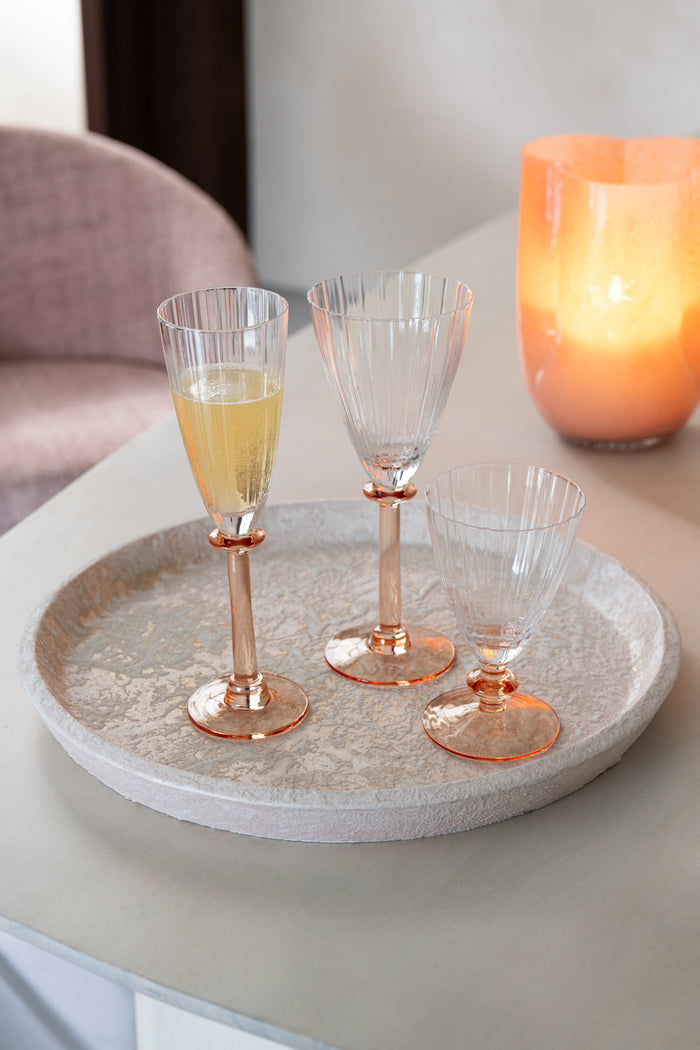 J-Line glas champagne Gestreept - glas - transparant|zalmroz