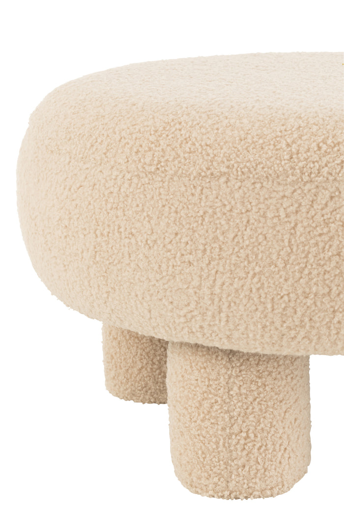 J-Line kruk Rond Teddy Voeten Bouclé - textiel - beige