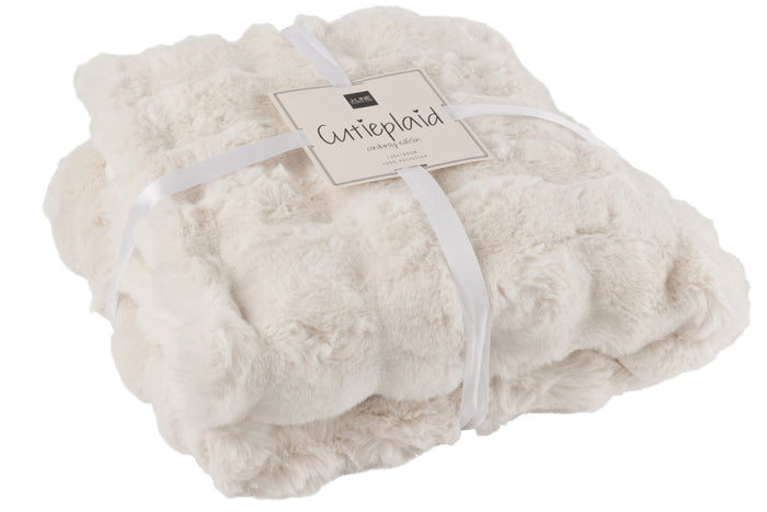 J-Line plaid Wave - polyester - wit - 180 x 130 cm