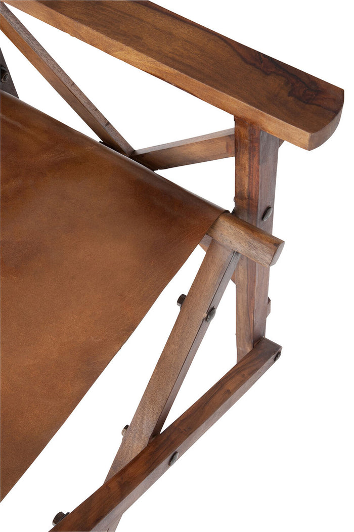 J-Line regisseurstoel Plooibaar - hout|leder - cognac