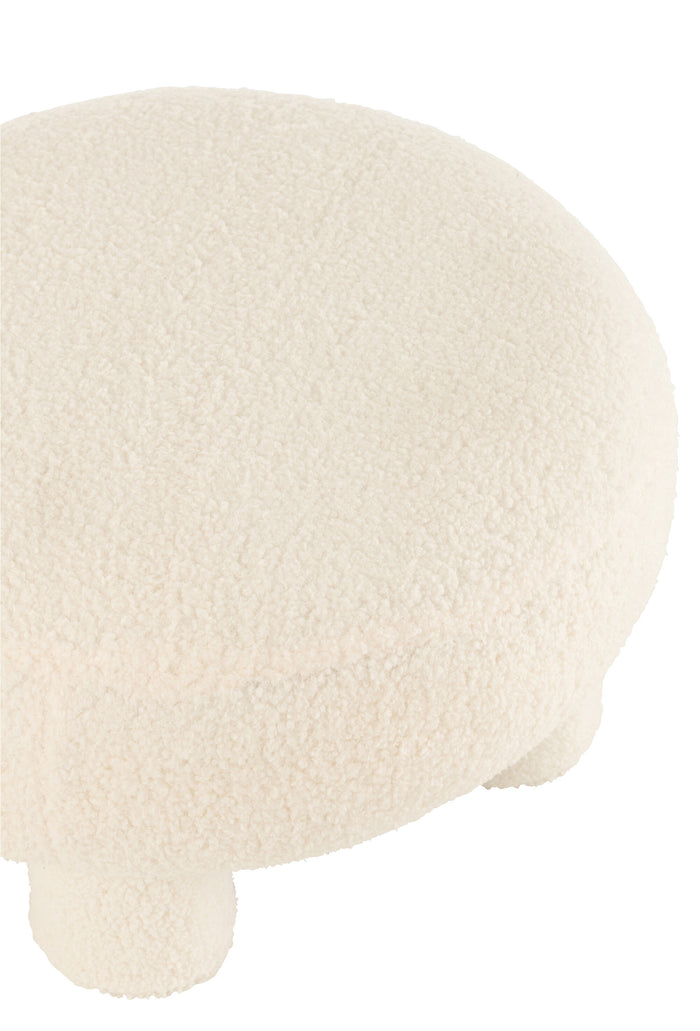 J-Line kruk Rond Teddy voeten Bouclé - textiel - wit
