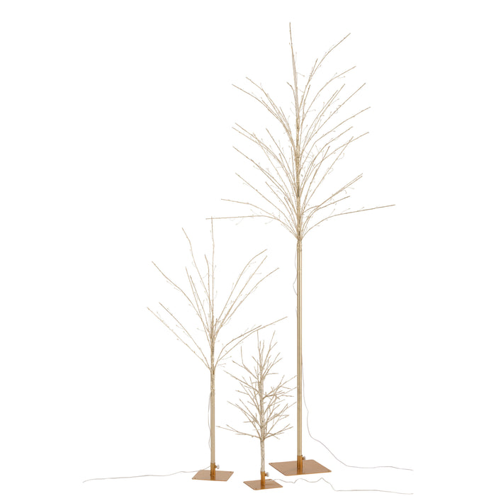 J-Line decoratie Kale Boom - metaal - goud - large - LED lichtjes
