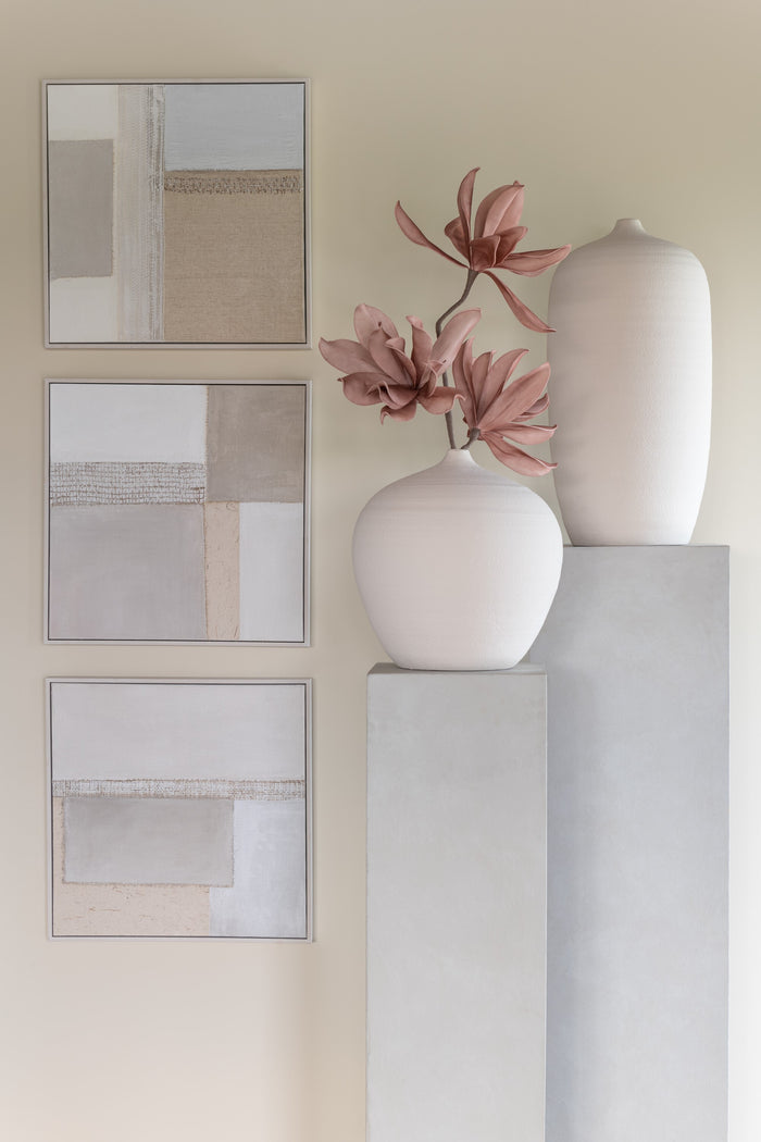 J-Line vaas Fles Cassia - keramiek - wit - Ø 35 cm