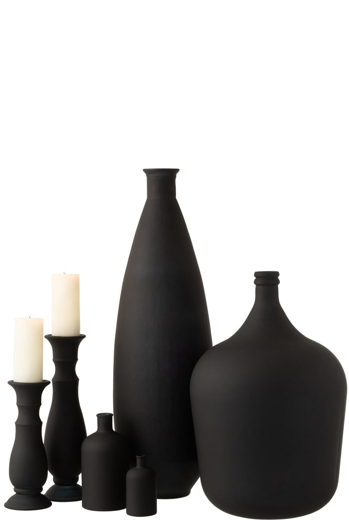 J-Line vaas Ovaal - glas - mat zwart - 80.5 cm hoog