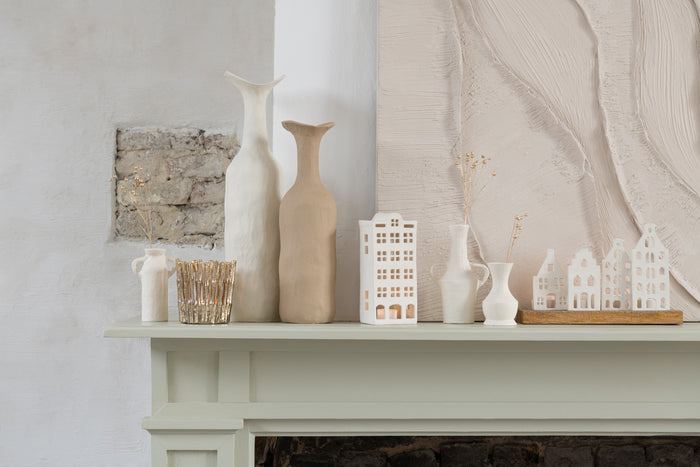 J-Line vaas Agra - aluminium - wit - large - 50.5 cm hoog