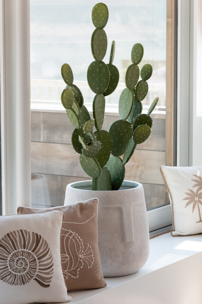 J-Line bloempot Moai - keramiek - wit - 3 stuks - Ø 44 cm