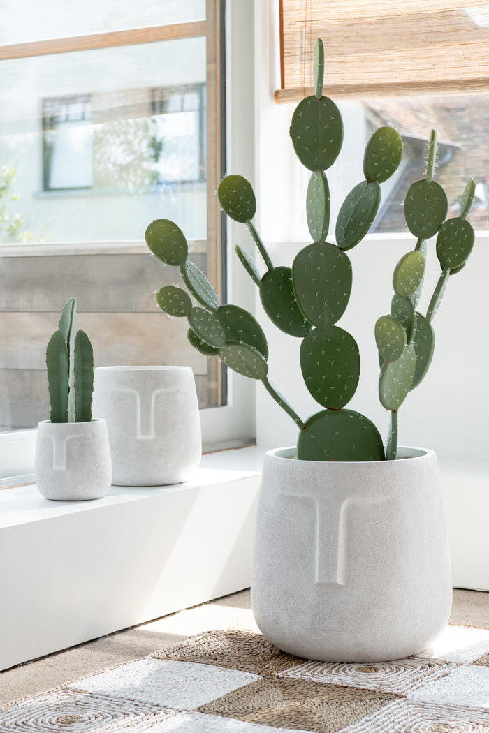 J-Line bloempot Moai - keramiek - wit - 3 stuks - Ø 44 cm