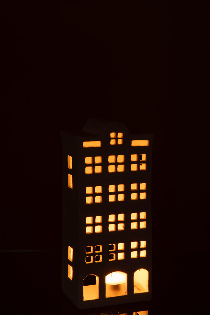 J-Line theelichthouder - aluminium - wit