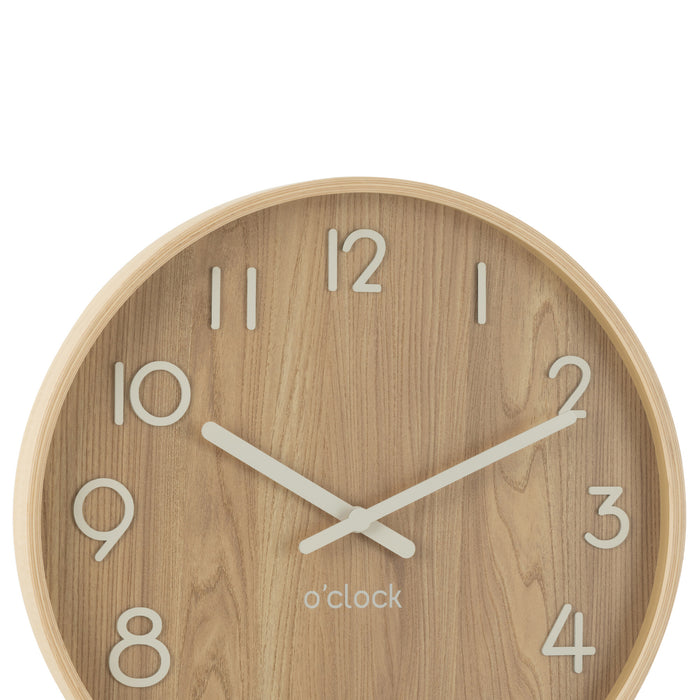 J-Line klok - multiplex|hout - licht naturel - small - Ø 53