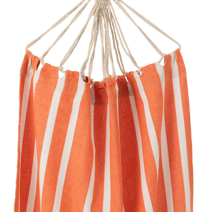 J-Line hangmat Strepen - katoen|polyester - oranje|wit