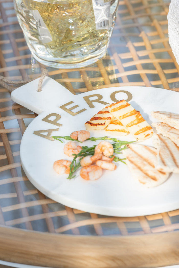 J-Line snijplank Rond Apero Marmer - steen - wit