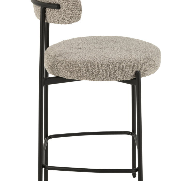 J-Line barstoel Bouclé - multiplex|polyester - grijs|zwart