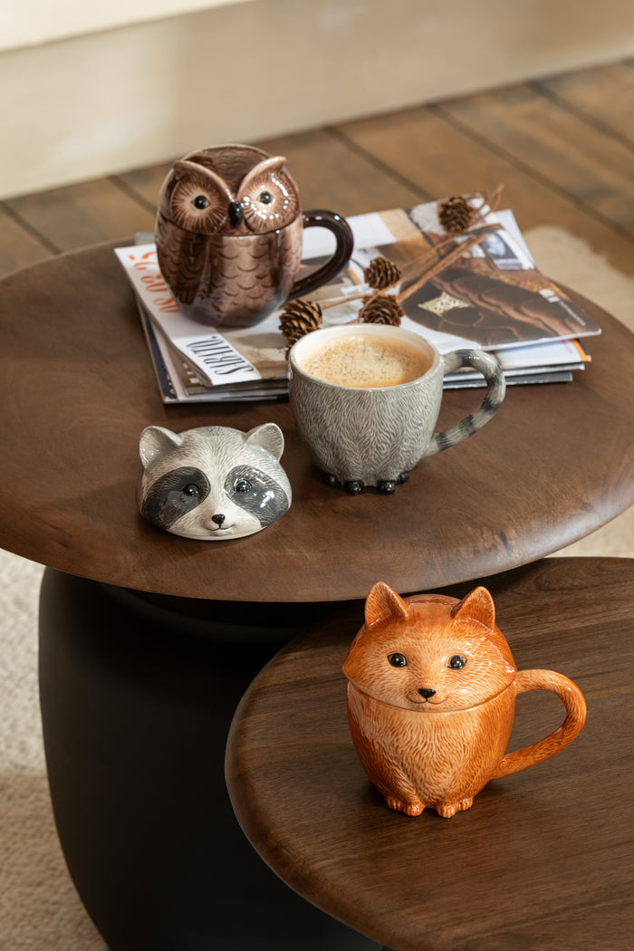 J-Line mok + deksel Dieren Dolomiet - keramiek - mix - 3 stu