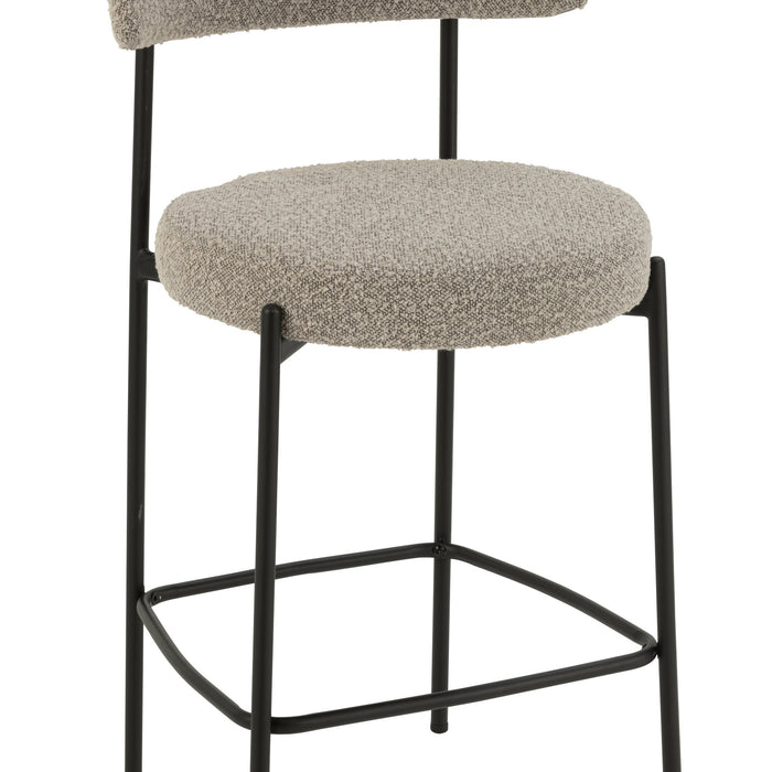 J-Line barstoel Bouclé - multiplex|polyester - grijs|zwart
