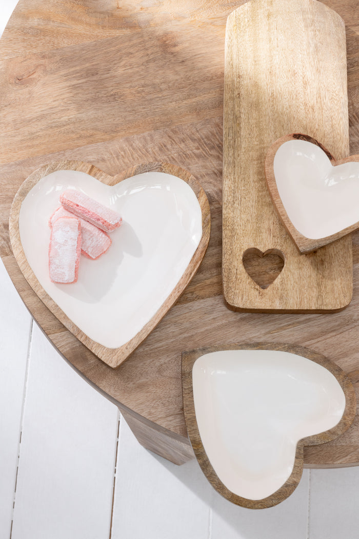 J-Line snijplank Rechthoek Hart - hout - naturel - small