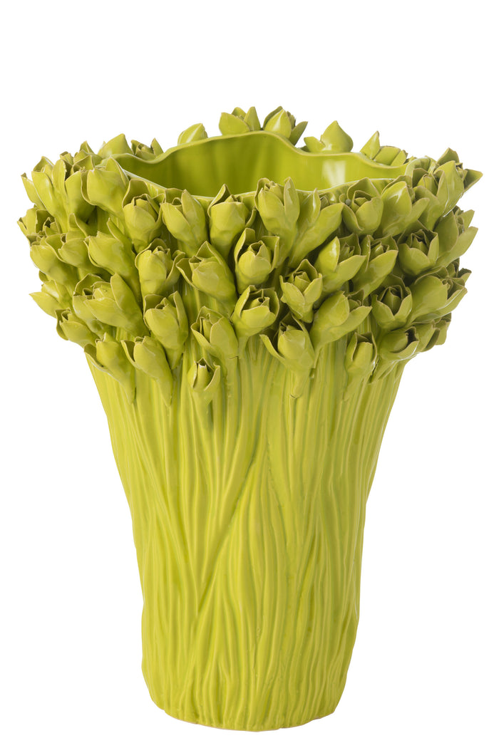 J-Line vaas Ambrosia - keramiek - groen - large - Ø 35 cm