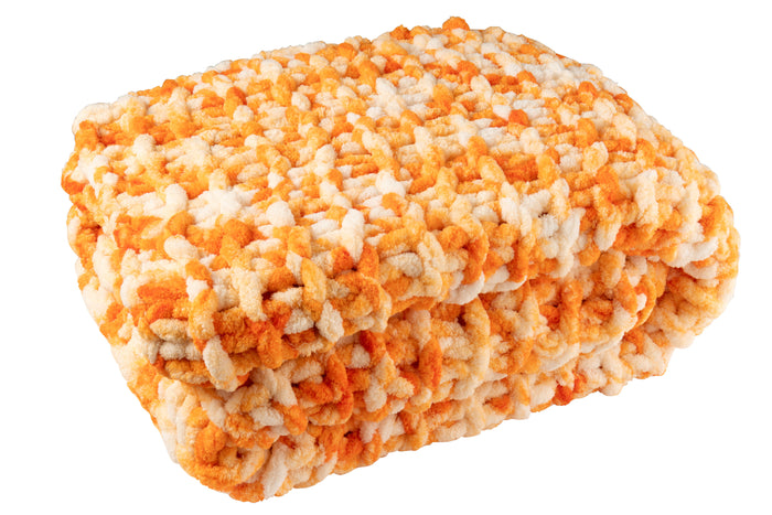 J-Line deken Gebreid - polyresin - roze|wit