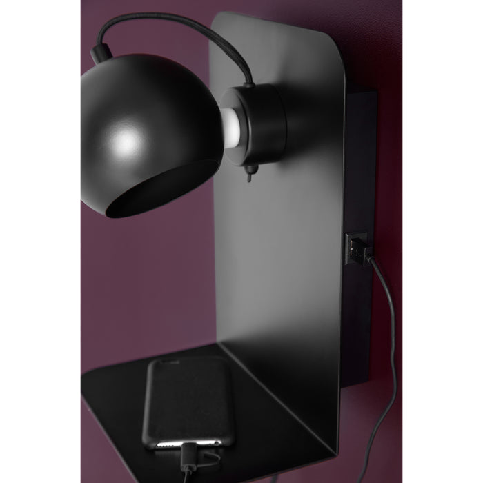 Frandsen Ball wandlamp met usb-poort mat zwart