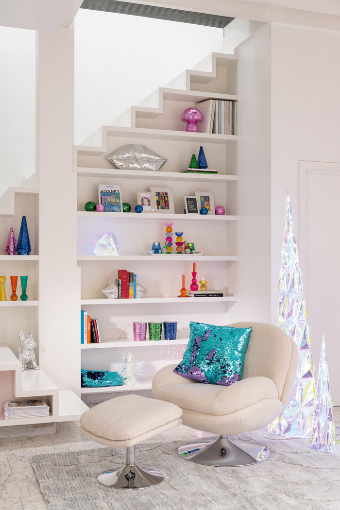 J-Line zetel Relax + Voetbank - metaal|multiplex - creme|z