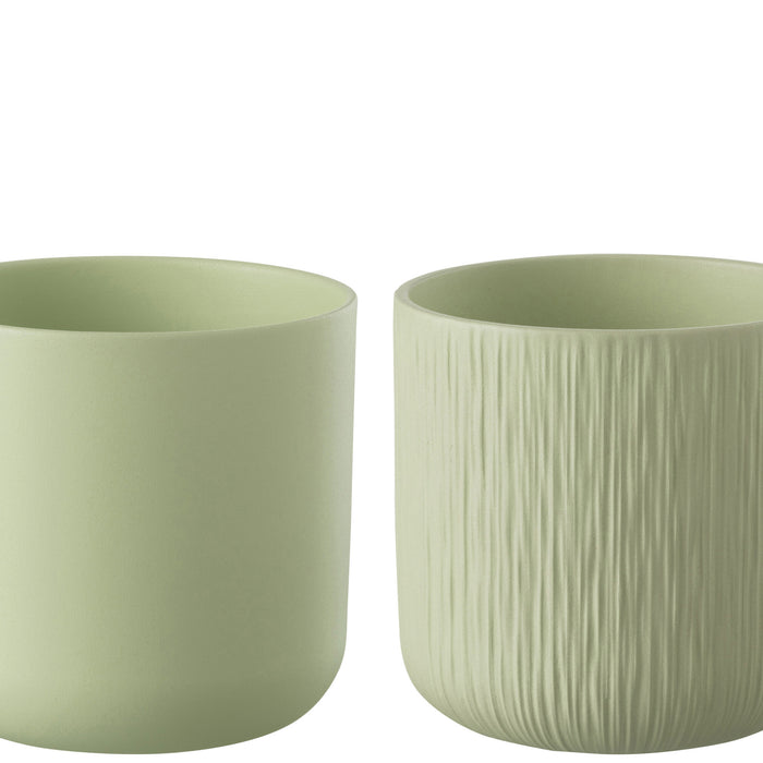 J-Line bloempot Gen - keramiek - pistache - XL - 2 stuks - Ø 20.5 cm