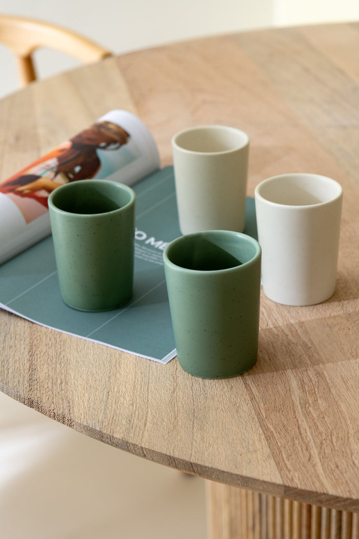 J-Line mok - keramiek - groen|wit - doos van 4