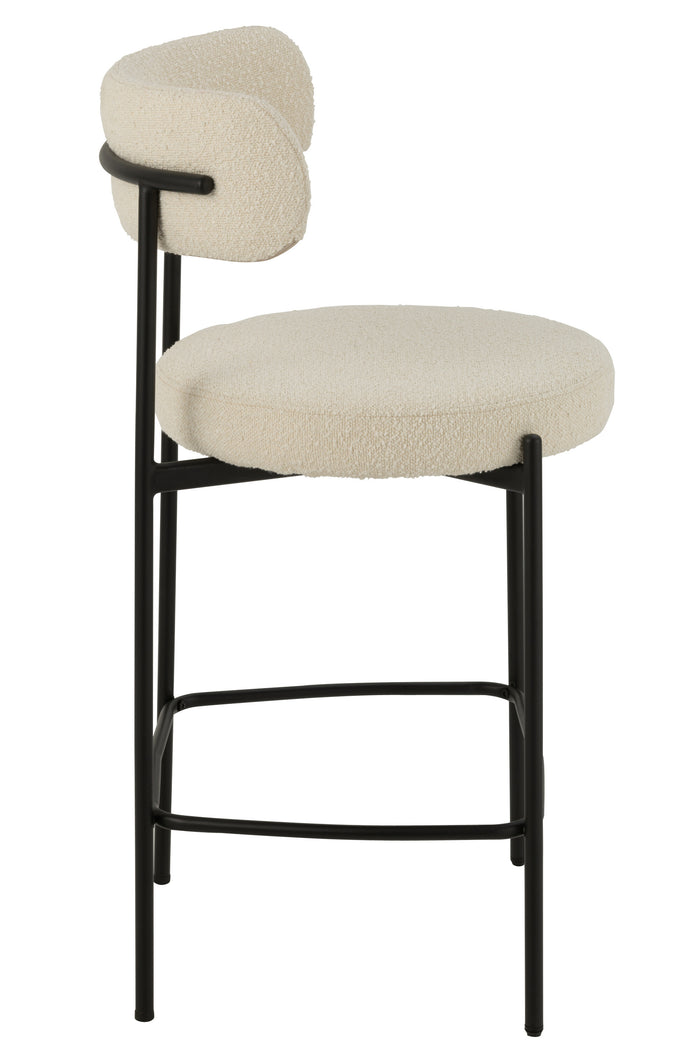 J-Line barstoel boucle - multiplex|polyester - wit|zwart