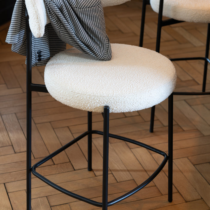 J-Line barstoel boucle - multiplex|polyester - wit|zwart