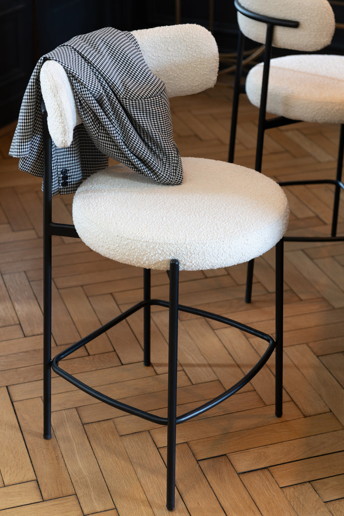 J-Line barstoel boucle - multiplex|polyester - wit|zwart